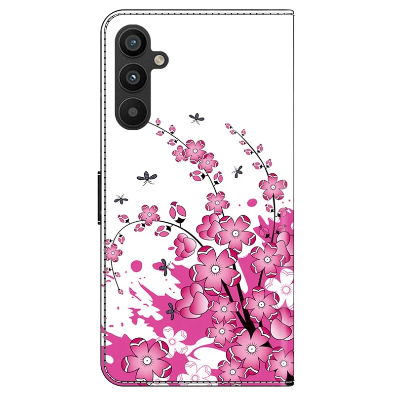 For Samsung Galaxy A25 5G (Global) (161.0 x 76.5 x 8.3mm) Case Wallet Scratch-resistant Phone Stand Cover - Flower Vine