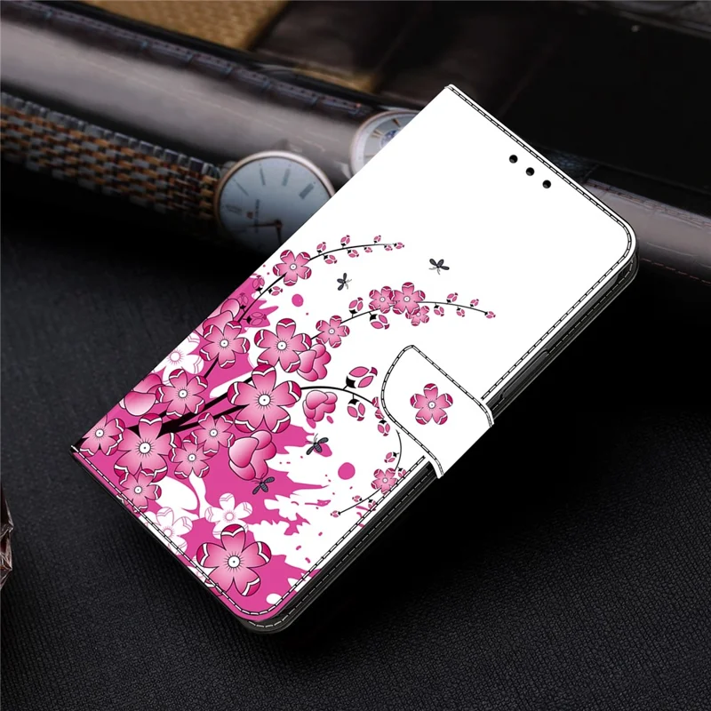 For Samsung Galaxy A25 5G (Global) (161.0 x 76.5 x 8.3mm) Case Wallet Scratch-resistant Phone Stand Cover - Flower Vine