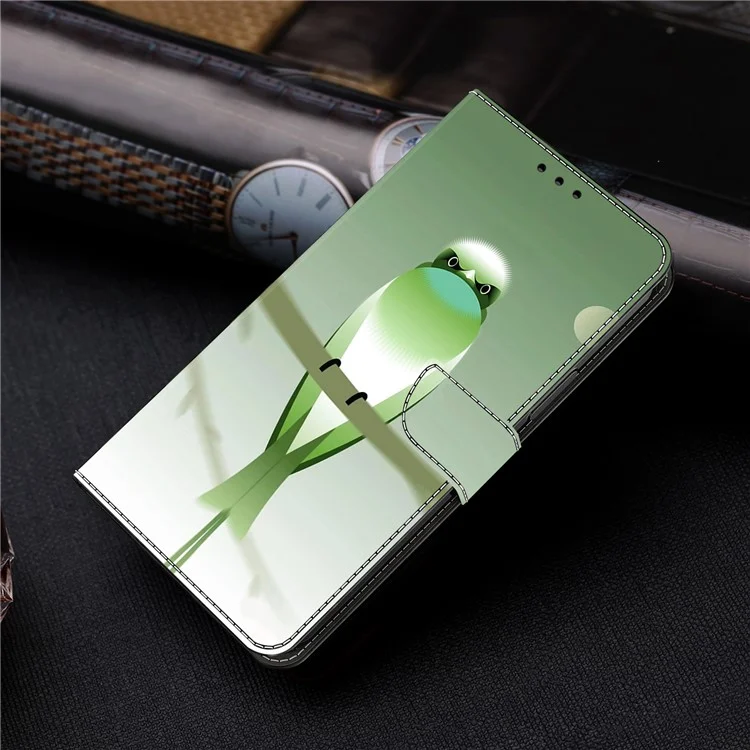 Чехол для мобильного телефона For Honor X9 5G с защитой от царапин, противоударный, с узором, с бумажником и подставкой - Зеленая птица