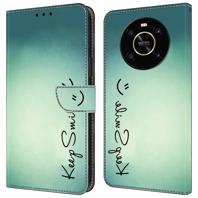 For Honor X9 5G Scratch-Resistant Mobile Phone Case Shockproof Pattern Wallet Stand Cover - Keep Smile