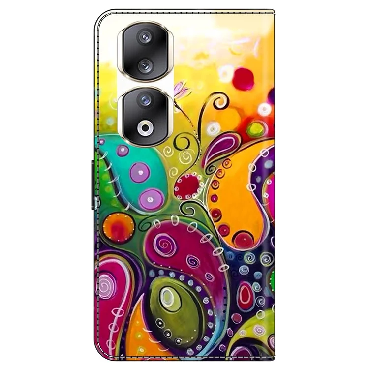 Per Honor 90 Pro Custodia in pelle PU Slot per schede Cover posteriore per telefono Stampa a motivo - Fiore colorato Vite 