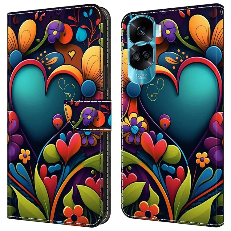 Per i casi For Honor 90 Lite 5G / X50i 5G Custodia per telefono magnetica Stampa a motivi Custodia portafoglio Anti-graffio - Fiore Vite