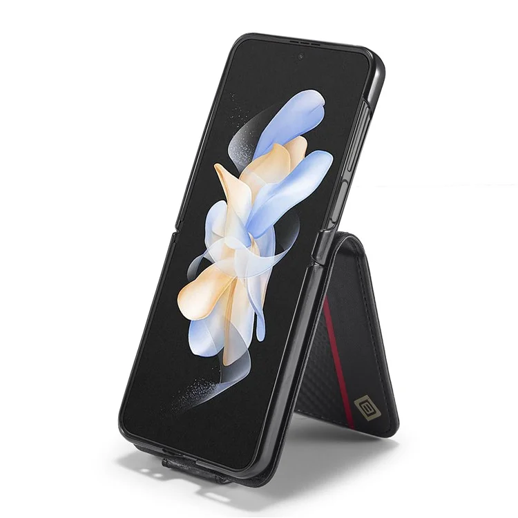 LC.IMEEKE Para Samsung Galaxy Z Flip6 5G Funda Textura de Fibra de Carbono Portacartas Funda Trasera del Teléfono - Rayas Verticales