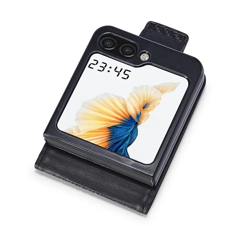 LC.IMEEKE Para Samsung Galaxy Z Flip6 5G Funda Textura de Fibra de Carbono Portacartas Funda Trasera del Teléfono - Rayas Verticales