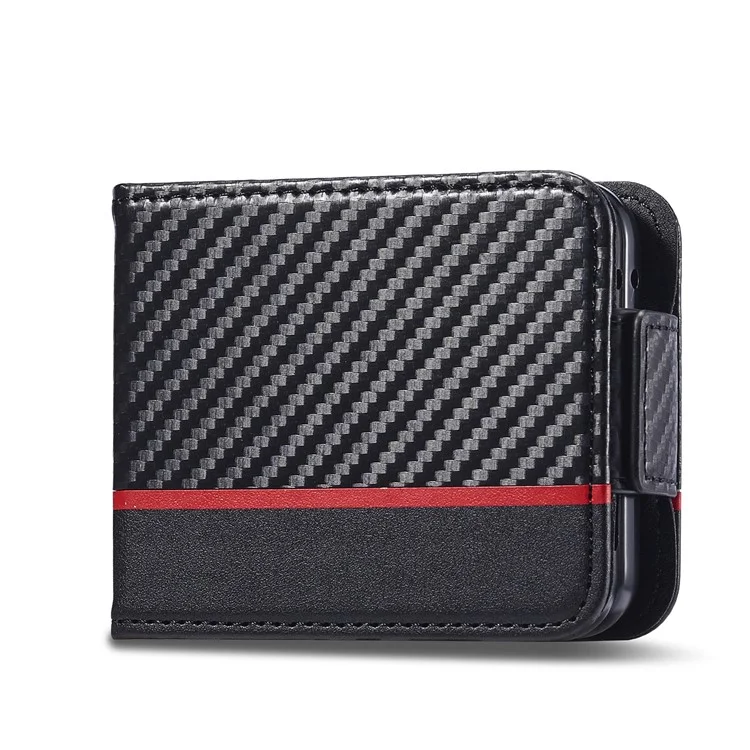 LC.IMEEKE Para Samsung Galaxy Z Flip6 5G Funda Textura de Fibra de Carbono Portacartas Funda Trasera del Teléfono - Rayas Verticales