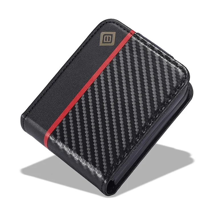 LC.IMEEKE Para Samsung Galaxy Z Flip6 5G Funda Textura de Fibra de Carbono Portacartas Funda Trasera del Teléfono - Rayas Verticales