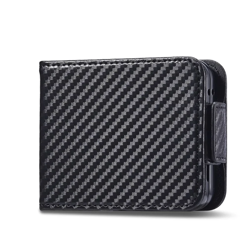LC.IMEEKE Für Samsung Galaxy Z Flip6 5G Hülle Kohlefaser-Textur Kartenfach Rückseite Handy Cover - Horizontaler Streifen