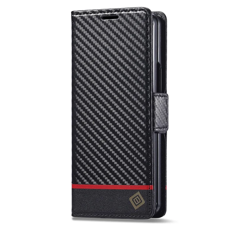 LC.IMEEKE For Samsung Galaxy Z Fold6 5G Case Carbon Fiber Texture Magnetic Closure Phone Cover - Horizontal Stripe
