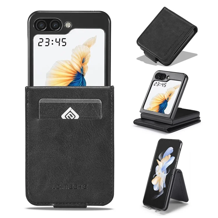 LC.IMEEKE For Samsung Galaxy Z Flip6 5G Funda para teléfono Bloqueo RFID Ranura para tarjeta Cubierta de cuero PU - Negro