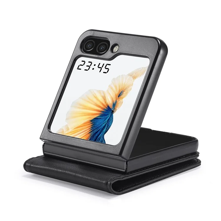 LC.IMEEKE For Samsung Galaxy Z Flip6 5G Funda para teléfono Bloqueo RFID Ranura para tarjeta Cubierta de cuero PU - Negro