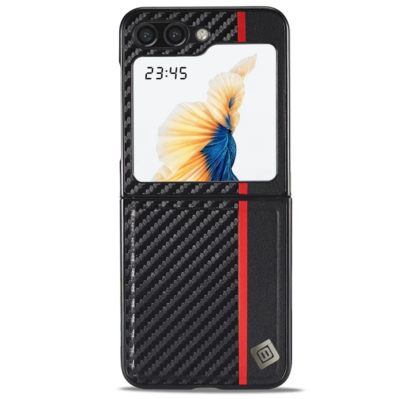 LC.IMEEKE Pour Samsung Galaxy Z Flip6 5G Etui en Cuir+EVA Fibre de Carbone Texture Étui Téléphone