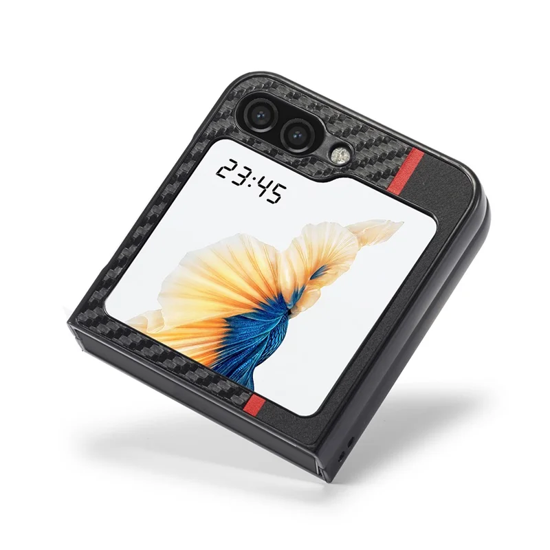 LC.IMEEKE Pour Samsung Galaxy Z Flip6 5G Etui en Cuir+EVA Fibre de Carbone Texture Étui Téléphone