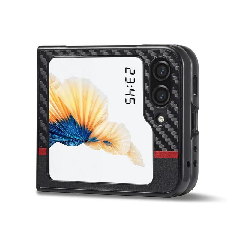 LC.IMEEKE Pour Samsung Galaxy Z Flip6 5G Etui en Cuir+EVA Fibre de Carbone Texture Étui Téléphone