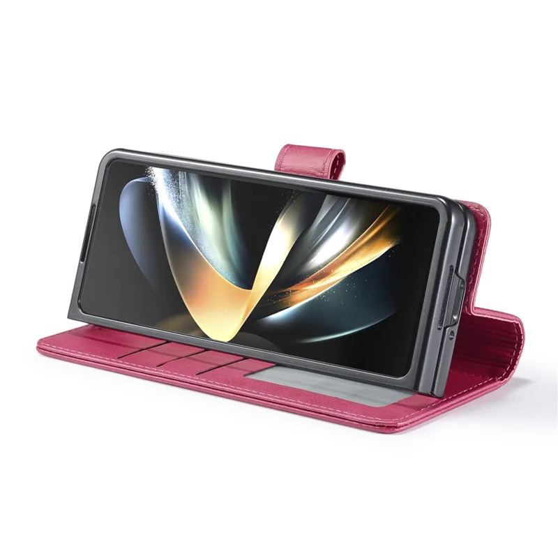 LC.IMEEKE Per Samsung Galaxy Z Fold6 5G Case Calf Texture Magnetic Clasp Stand Phone Cover - Rosa