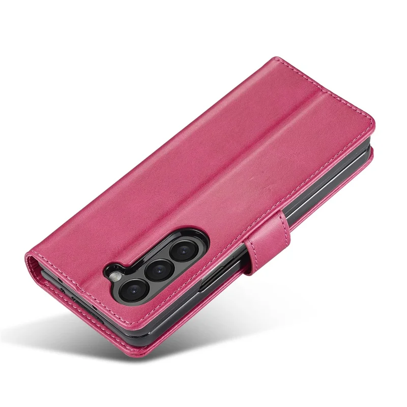 LC.IMEEKE Per Samsung Galaxy Z Fold6 5G Case Calf Texture Magnetic Clasp Stand Phone Cover - Rosa