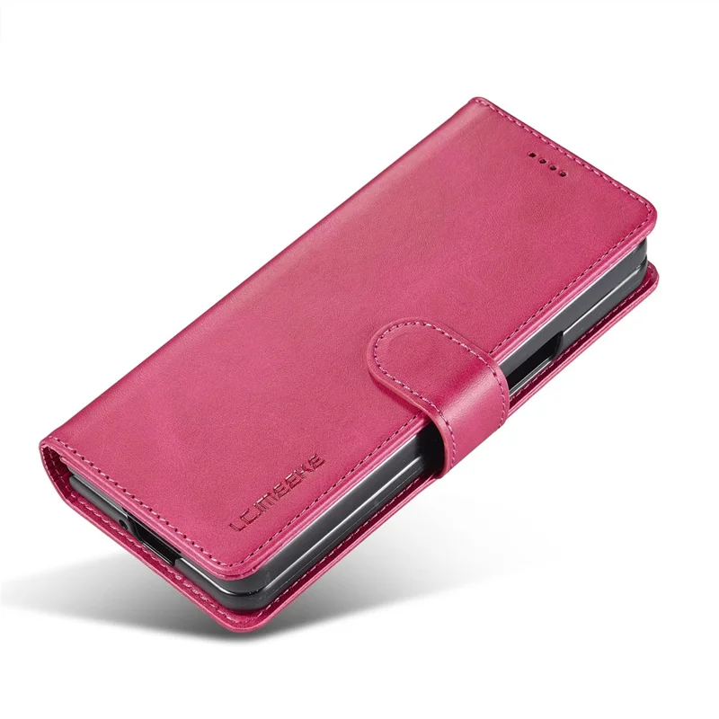 LC.IMEEKE Per Samsung Galaxy Z Fold6 5G Case Calf Texture Magnetic Clasp Stand Phone Cover - Rosa