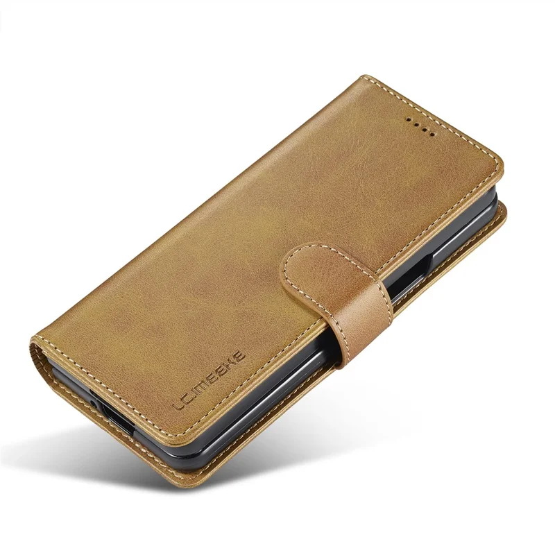 LC.IMEEKE For Samsung Galaxy Z Fold6 5G Case Calf Texture Magnetic Clasp Stand Phone Cover - Yellow