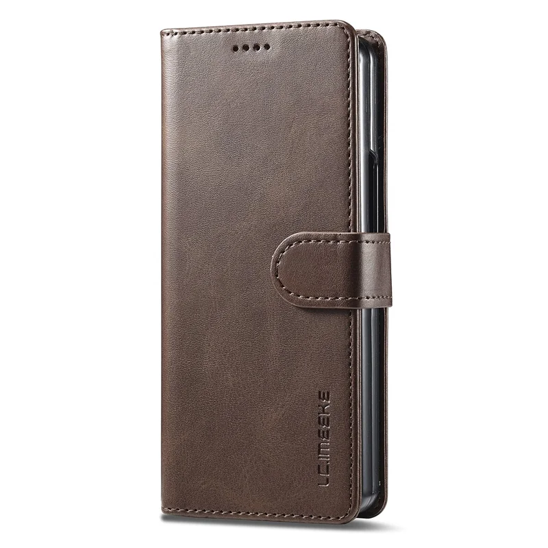 LC.IMEEKE For Samsung Galaxy Z Fold6 5G Case Calf Texture Magnetic Clasp Stand Phone Cover - Brown