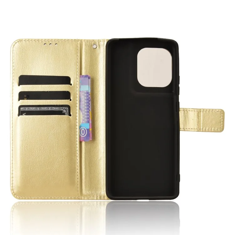 Für Motorola Edge 50s Pro 5G / Edge 50 Pro 5G / Edge 50 5G Lederfaltende Standbrieftaschen-Handyhülle, Crazy Horse-Textur - Gold