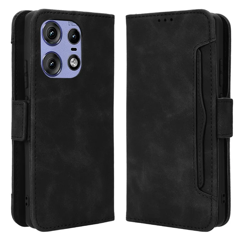 For Motorola Edge 50s Pro 5G / Edge 50 Pro 5G / Edge 50 5G Case Leather Drop-Proof Wallet Phone Cover with Multiple Card Slots - Black