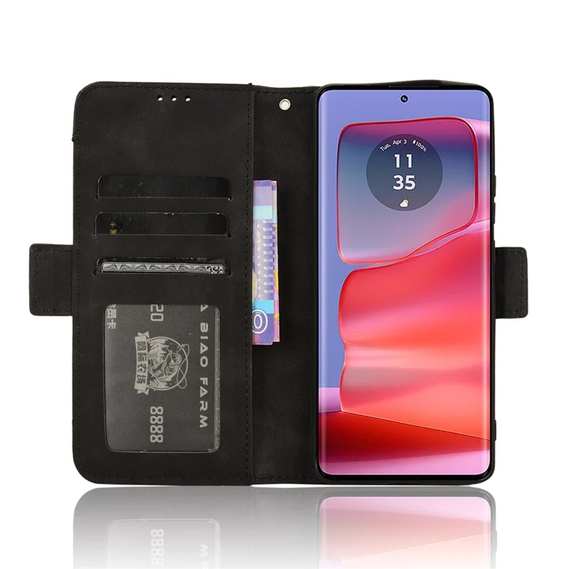 For Motorola Edge 50s Pro 5G / Edge 50 Pro 5G / Edge 50 5G Case Leather Drop-Proof Wallet Phone Cover with Multiple Card Slots - Black
