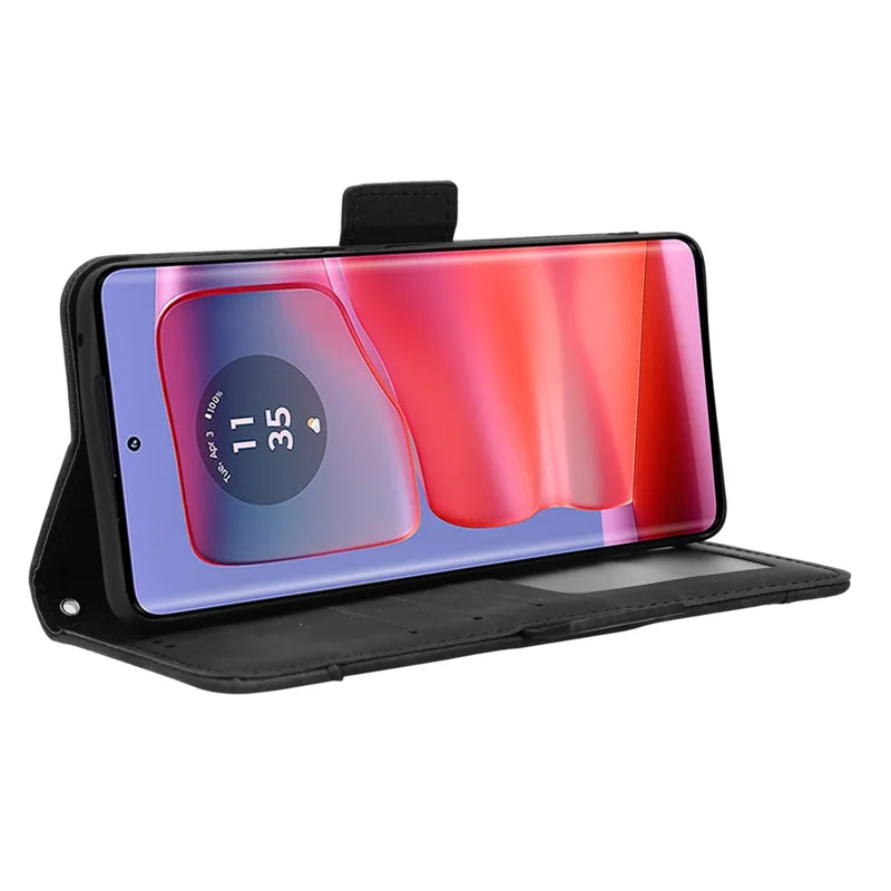 For Motorola Edge 50s Pro 5G / Edge 50 Pro 5G / Edge 50 5G Case Leather Drop-Proof Wallet Phone Cover with Multiple Card Slots - Black