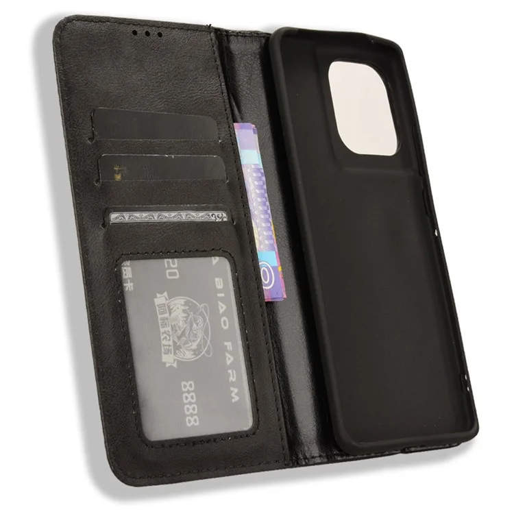 Für Motorola Edge 50s Pro 5G / Edge 50 Pro 5G / Edge 50 5G Geldbörse Magnetischer Verschluss Retro PU-Leder+TPU Handyhülle - Schwarz
