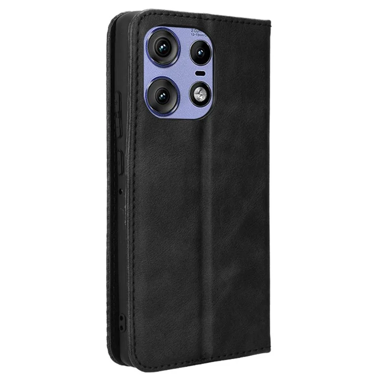 Für Motorola Edge 50s Pro 5G / Edge 50 Pro 5G / Edge 50 5G Geldbörse Magnetischer Verschluss Retro PU-Leder+TPU Handyhülle - Schwarz
