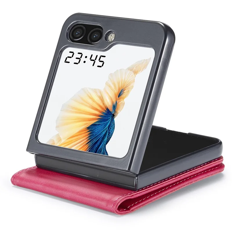 LC.IMEEKE Para Samsung Galaxy Z Flip6 5G Capa Resistente a Arranhões Couro+PC Textura de Bezerro Capa de Telefone - Rosa