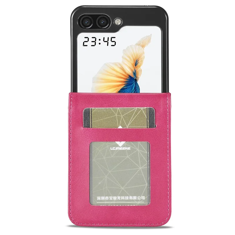 LC.IMEEKE Para Samsung Galaxy Z Flip6 5G Capa Resistente a Arranhões Couro+PC Textura de Bezerro Capa de Telefone - Rosa