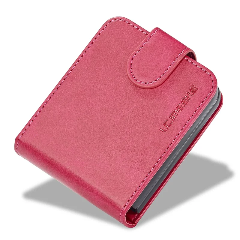 LC.IMEEKE Para Samsung Galaxy Z Flip6 5G Capa Resistente a Arranhões Couro+PC Textura de Bezerro Capa de Telefone - Rosa