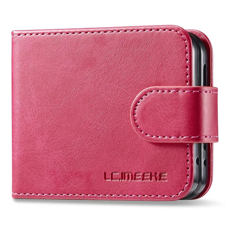 LC.IMEEKE Para Samsung Galaxy Z Flip6 5G Capa Resistente a Arranhões Couro+PC Textura de Bezerro Capa de Telefone - Rosa