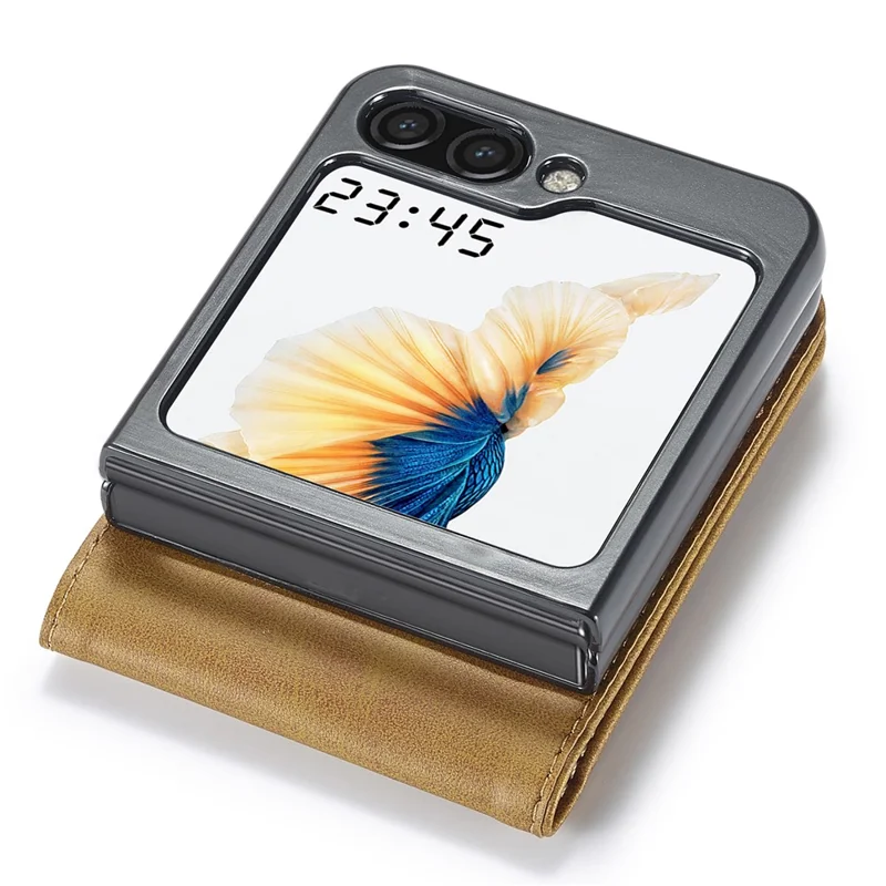 LC.IMEEKE For Samsung Galaxy Z Flip7 FE 5G / Z Flip6 5G Case Scratch-resistant Leather+PC Calf Texture Stand Phone Cover - Yellow