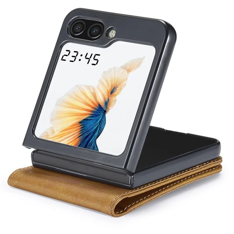 LC.IMEEKE For Samsung Galaxy Z Flip7 FE 5G / Z Flip6 5G Case Scratch-resistant Leather+PC Calf Texture Stand Phone Cover - Yellow