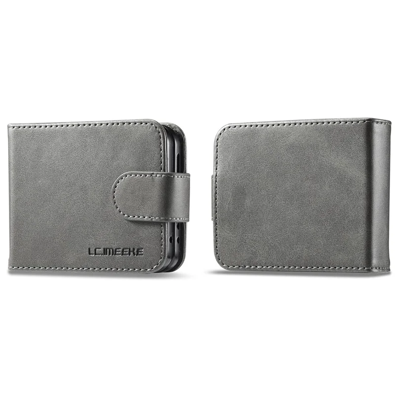 LC.IMEEKE For Samsung Galaxy Z Flip7 FE 5G / Z Flip6 5G Case Scratch-resistant Leather+PC Calf Texture Stand Phone Cover - Grey