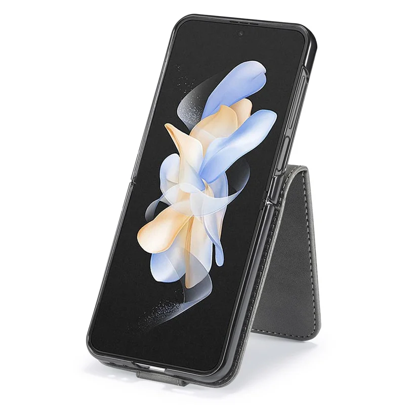 LC.IMEEKE For Samsung Galaxy Z Flip7 FE 5G / Z Flip6 5G Case Scratch-resistant Leather+PC Calf Texture Stand Phone Cover - Grey