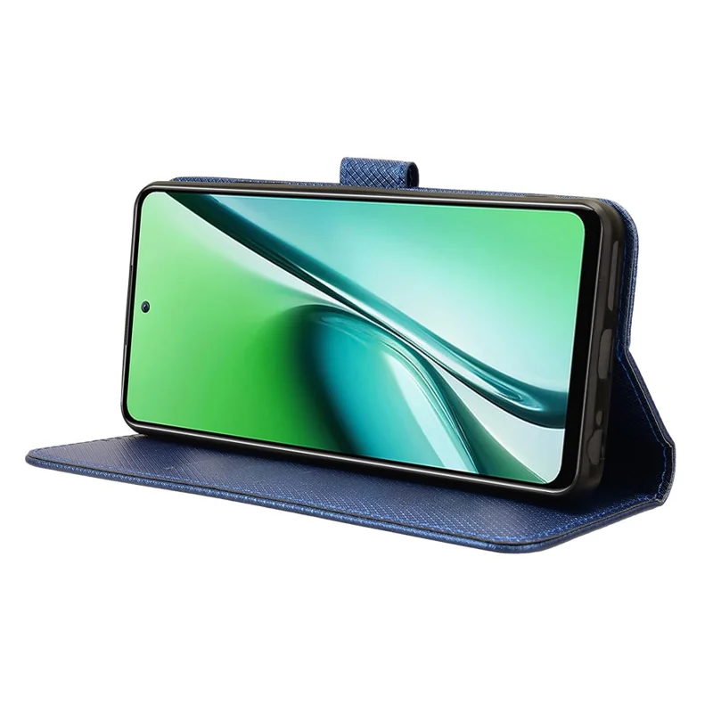 For itel RS4 4G Case Diamond Texture PU Leather Phone Cover with Card Slot Holder Stand - Blue