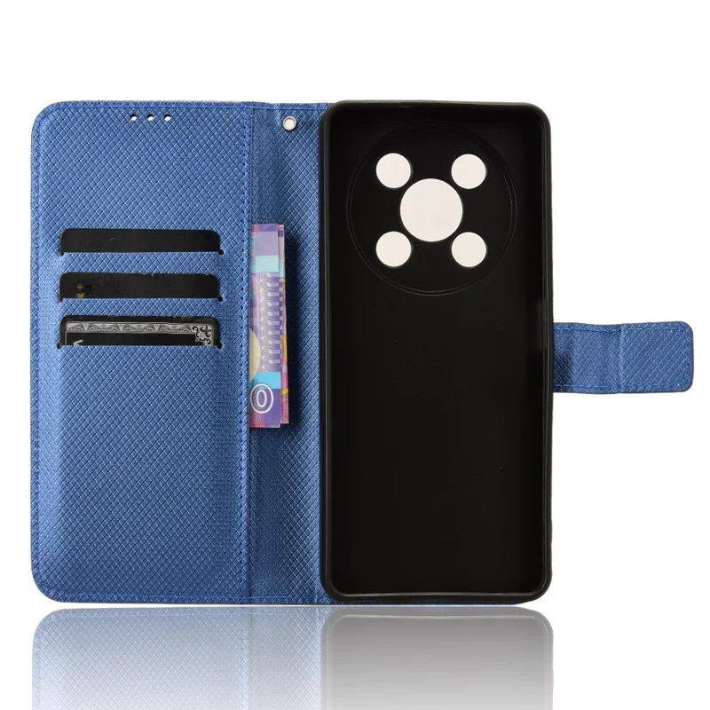 For itel RS4 4G Case Diamond Texture PU Leather Phone Cover with Card Slot Holder Stand - Blue