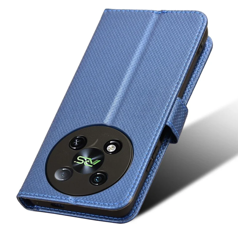 For itel RS4 4G Case Diamond Texture PU Leather Phone Cover with Card Slot Holder Stand - Blue