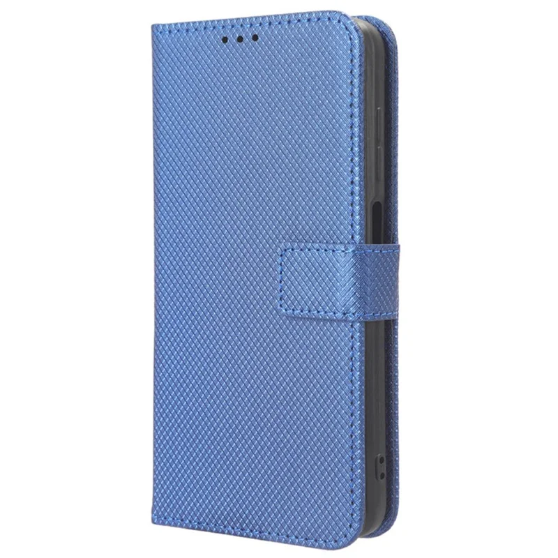 For itel RS4 4G Case Diamond Texture PU Leather Phone Cover with Card Slot Holder Stand - Blue