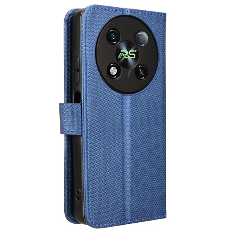 For itel RS4 4G Case Diamond Texture PU Leather Phone Cover with Card Slot Holder Stand - Blue