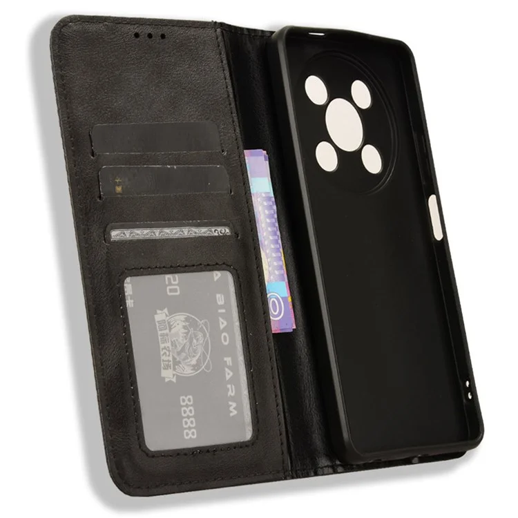 For itel RS4 4G Wholesale Mobile Accessories Phone Case Retro Leather Wallet Stand Cover - Black