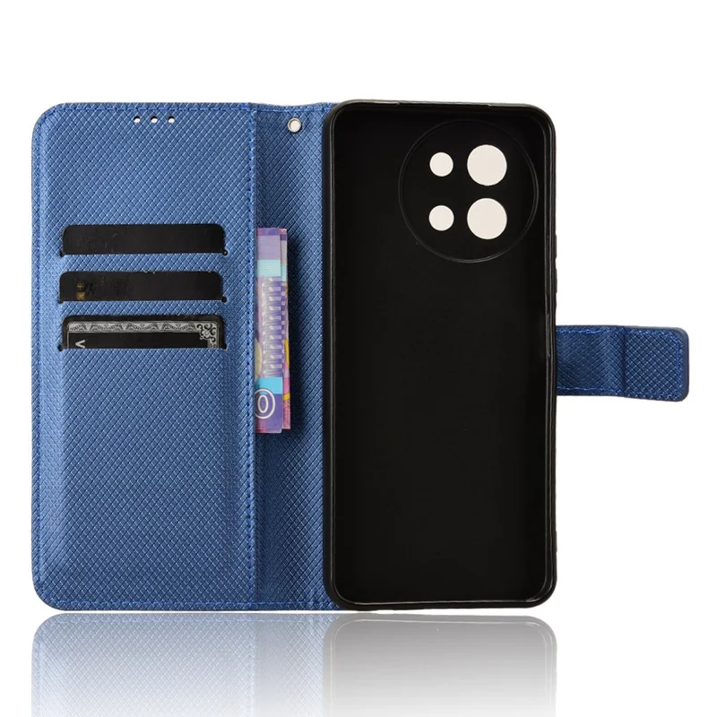 For vivo Y38 5G / Y200i 5G / Y58 5G Wallet Phone Case Diamond Texture PU Leather Flip Cell Phone Cover - Blue