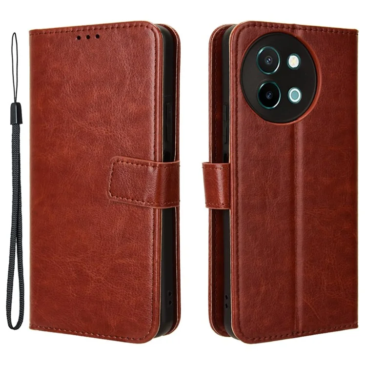 Pour vivo Y38 5G / Y200i 5G / Y58 5G Folding Stand Leather Wallet Phone Case Mobile Accessories Wholesale - Marron