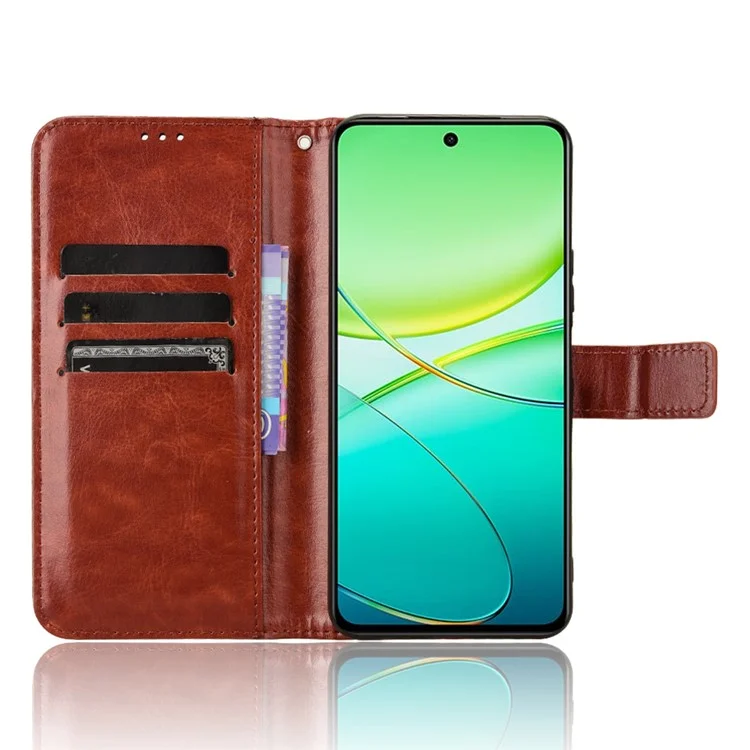 Pour vivo Y38 5G / Y200i 5G / Y58 5G Folding Stand Leather Wallet Phone Case Mobile Accessories Wholesale - Marron
