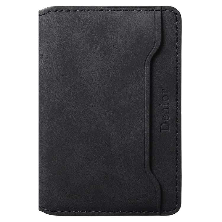 D20 Retro Texture Leather Card Bag Phone Back Magnetic Card Holder Case Compatible with MagSafe - Black