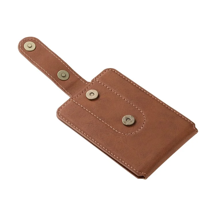 D21 Retro Texture Leather Card Bag Phone Back Magnetic Card Holder Compatible with MagSafe - Brown