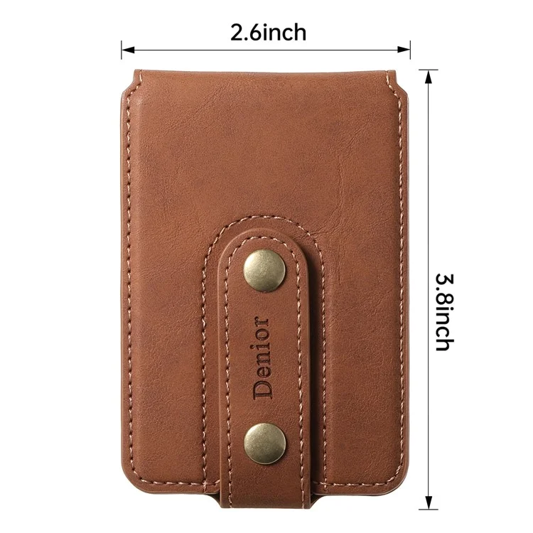 D21 Retro Texture Leather Card Bag Phone Back Magnetic Card Holder Compatible with MagSafe - Brown