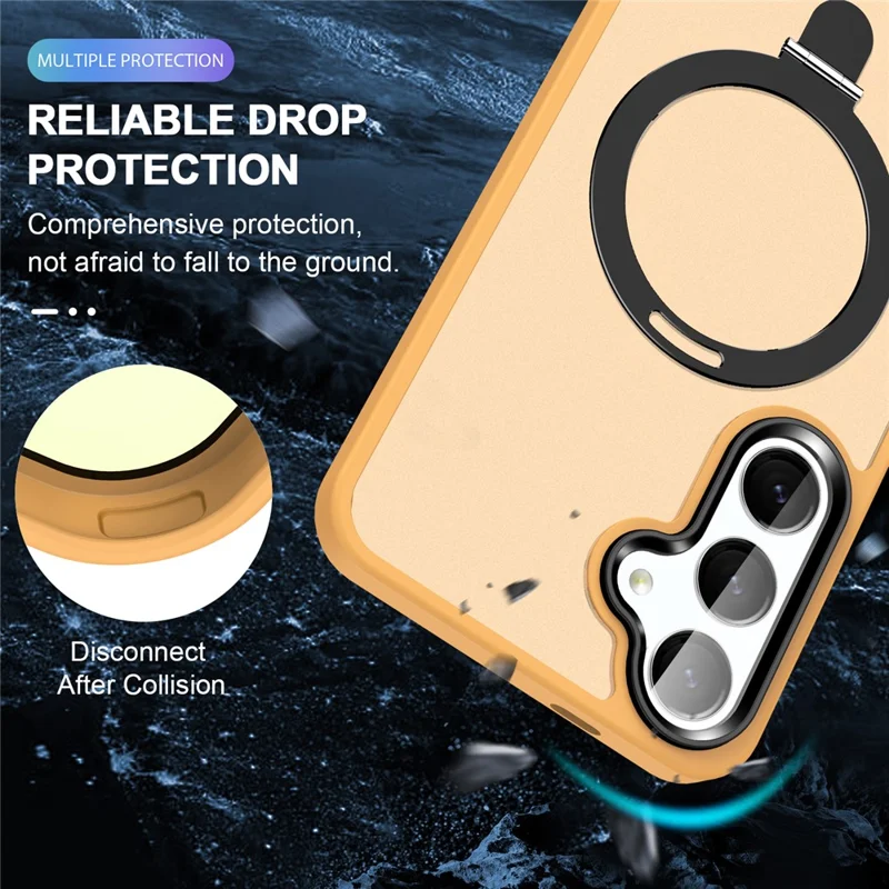 For Samsung Galaxy S24 Ultra PC Case Kickstand Protective Cover Magnetic Case - Orange
