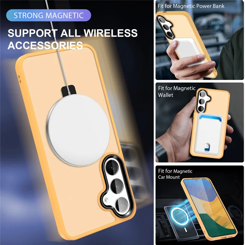 For Samsung Galaxy S24 Ultra PC Case Kickstand Protective Cover Magnetic Case - Orange